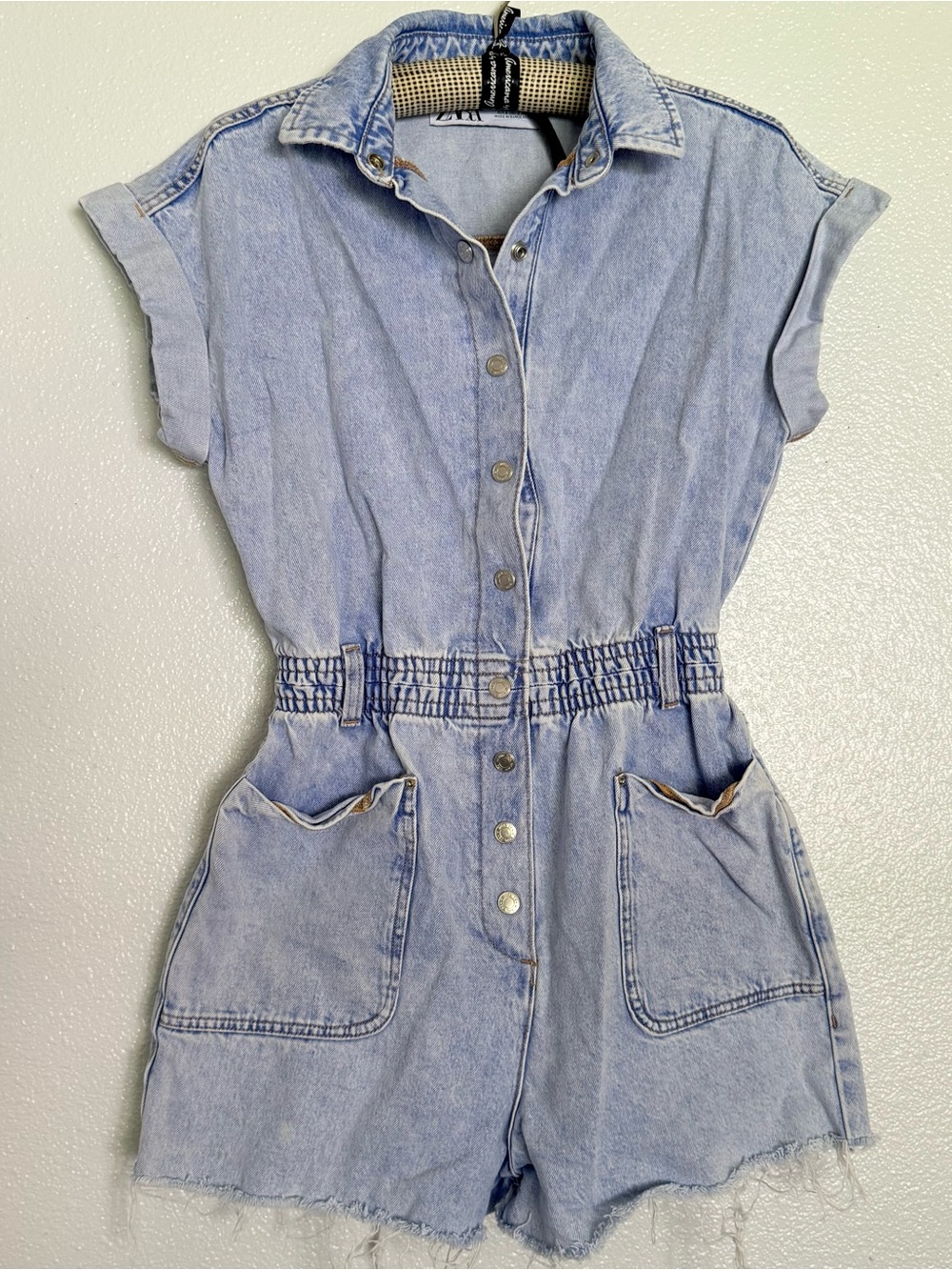 Zara Light Wash Denim Romper size Small